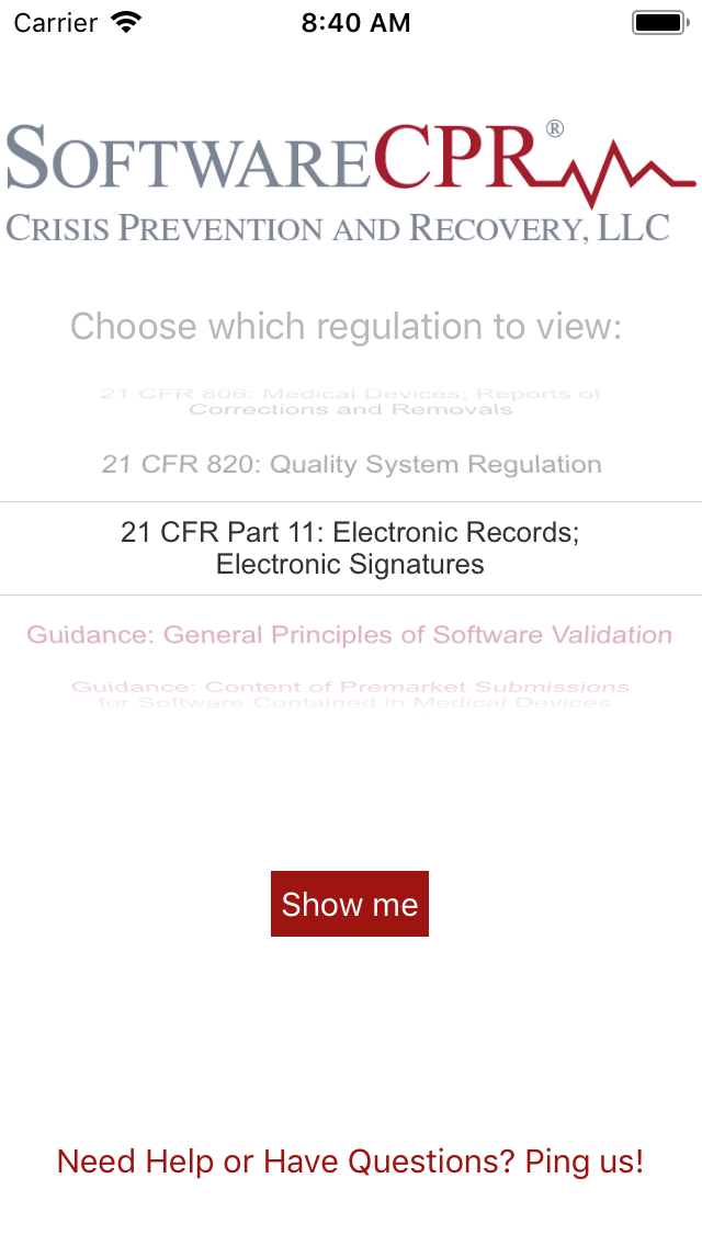 SoftwareCPR's app shows FDA Regulations and Guidance related to medical devices right on your smartphone or tablet!